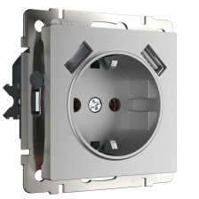 Розетка Встраиваемые механизмы серебряные W1171506