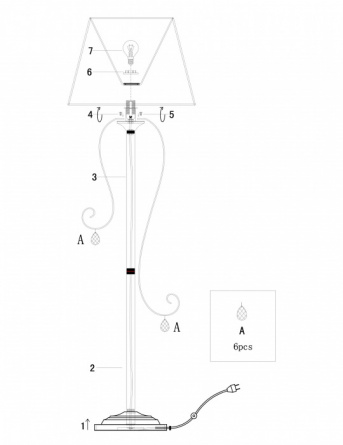 Торшер Simone FR2020-FL-01-BG фото 2